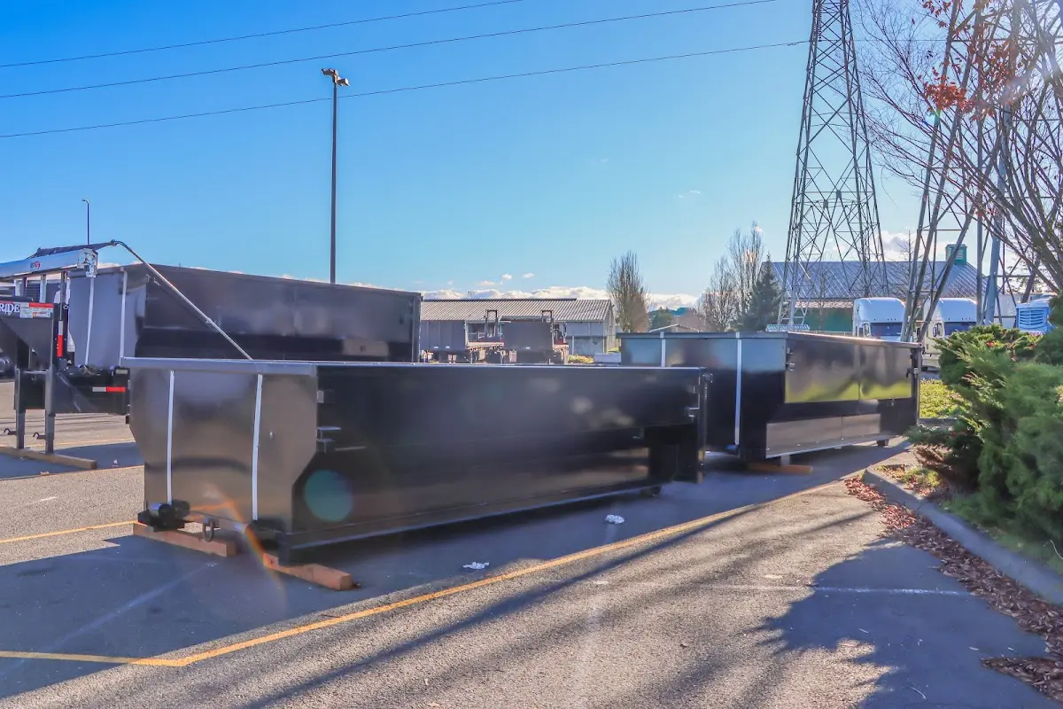 Roll-off dumpster ready for waste disposal at job site for Cleanout Dumpster Rental in Plymouth